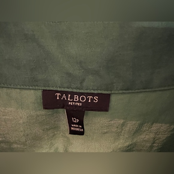 Talbots Silky Bateau Cap Sleeve Blouse Emerald Green 12P - Picture 3 of 6